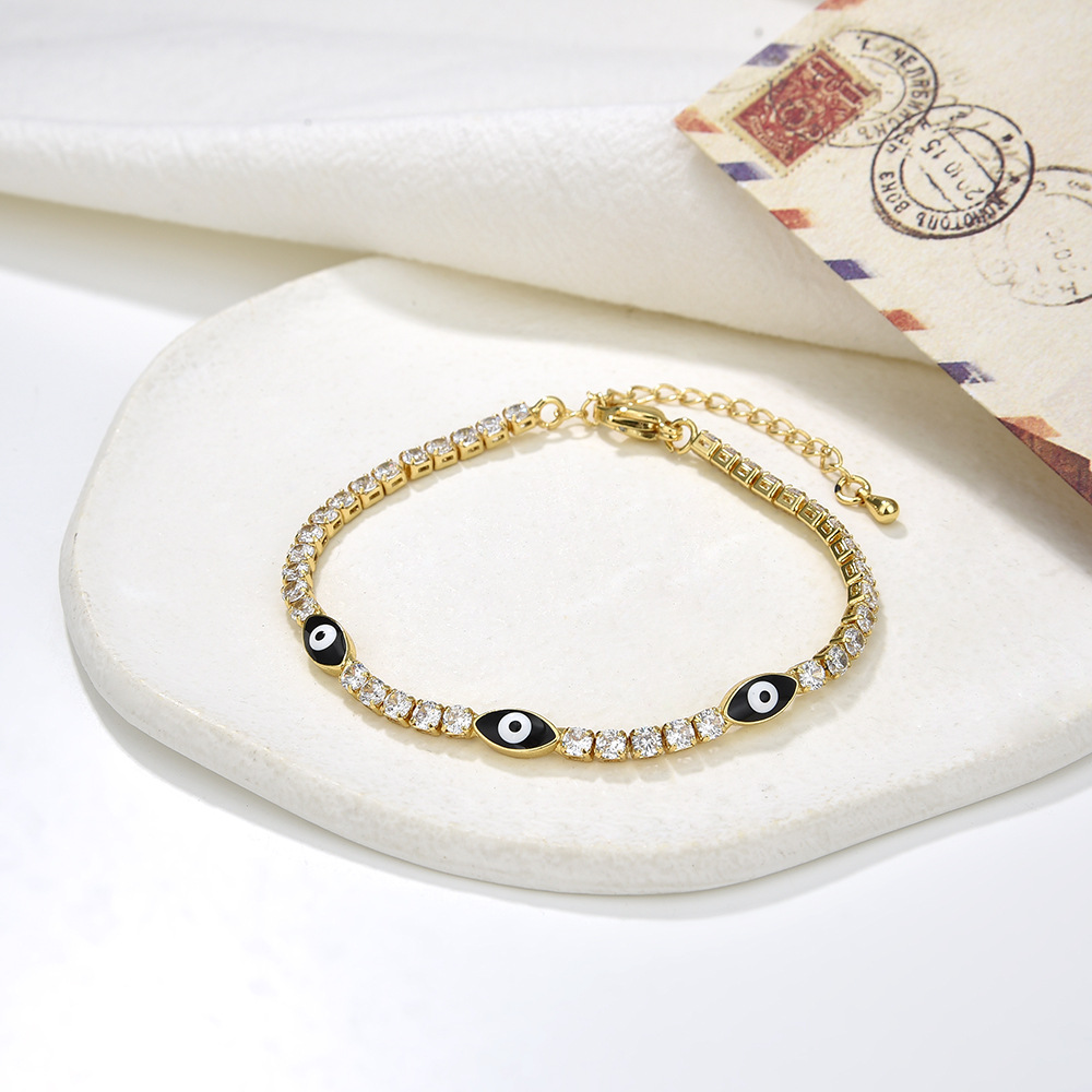 Retro Devil's Eye Copper Inlay Zircon Bracelets 1 Piece display picture 4