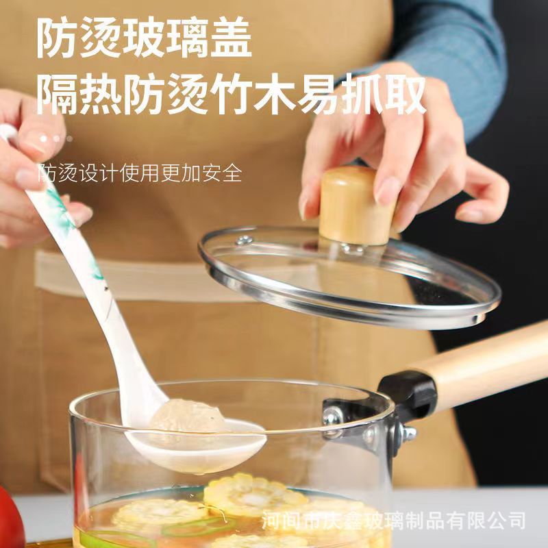 Borosilicato solo Bing vidrio estofado olla eléctrica de cerámica estufa de calefacción fideos instantáneos sopa olla hogar transparente resistente a altas temperaturas olla caliente