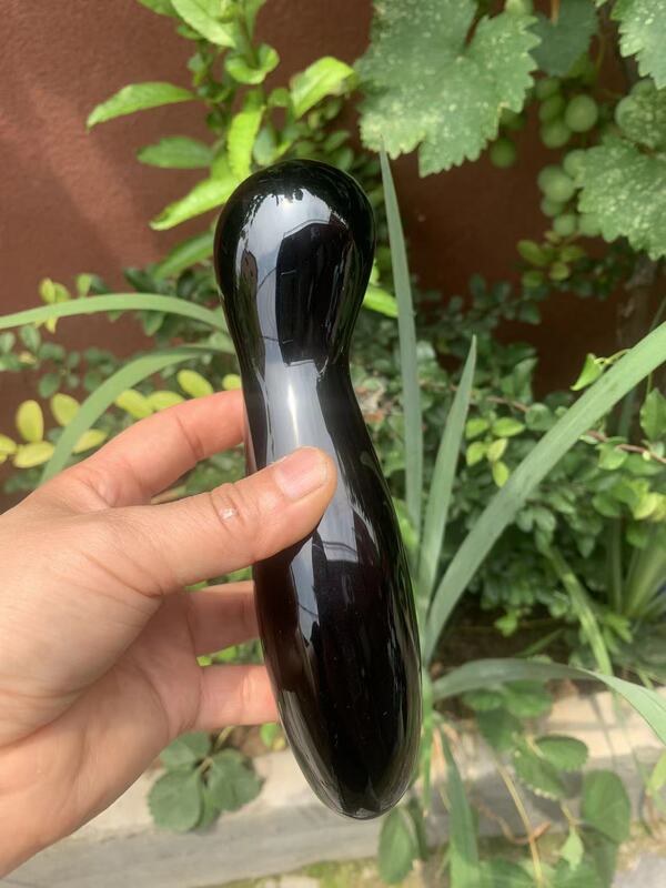 天然材质黑曜石水晶按摩棒 图 4