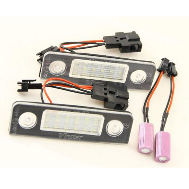 Suitable for Volkswagen Skoda Octavia II facelift models 09-12, license plate lights, 18 LED white lights, black cotton, 2 pieces