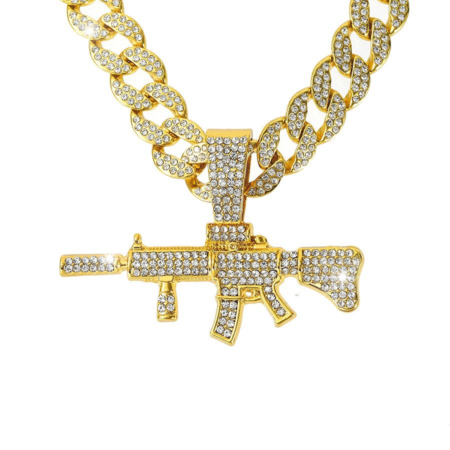 Hip-hop transfronterizo M4 colgante de diamante completo collar cubano para hombres cool nicho con accesorios de venta caliente de personalidad europea y americana image 10