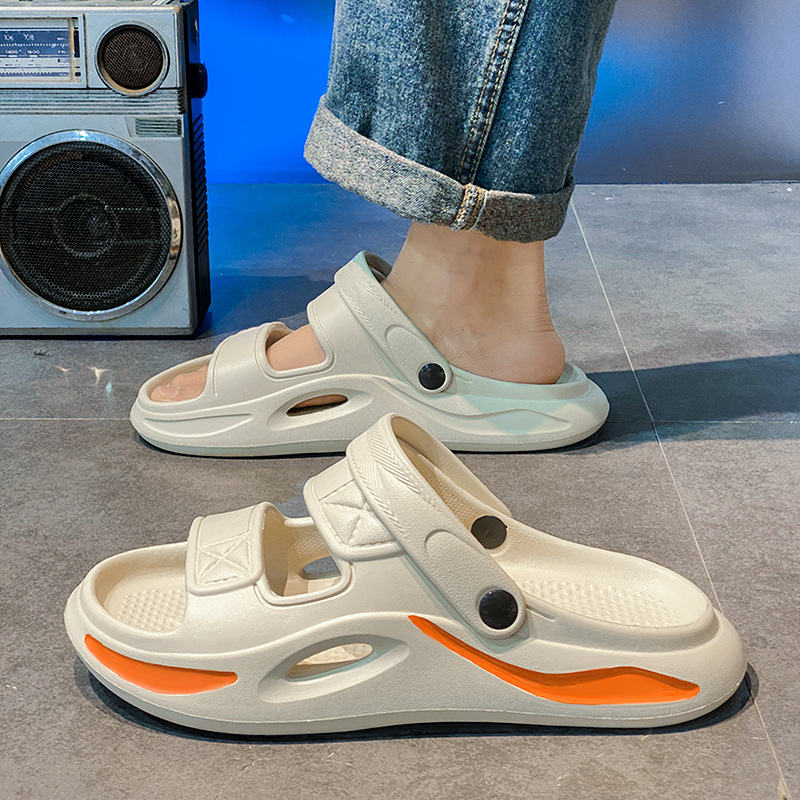 Zapatillas 2025 verano nuevo estilo hombre tendencia todo-fósforo casual hombre cómodo suela gruesa pisando mierda chanclas de alto valor