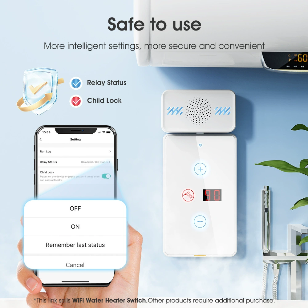 Умный выключатель для водонагревателя Tuya, беспроводной Wi‑Fi, настенный сенсорный с экраном, таймер, дистанционное управление и голосовое управление (стандарт США)
