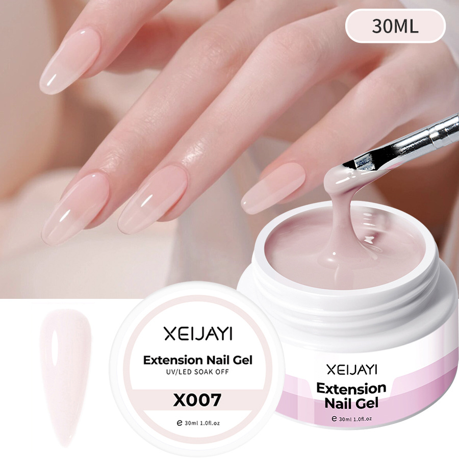 Pegamento de esmalte de uñas al por mayor Poly Gel Crystal pegamento de extensión 30ml pegamento de fototerapia bandeja sin papel Jelly Glue para salón de uñas