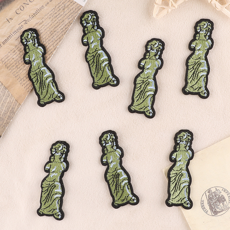 朵酷电脑绣花标卡通人形雕像服装辅料DIY补丁贴跨境货源刺绣布贴