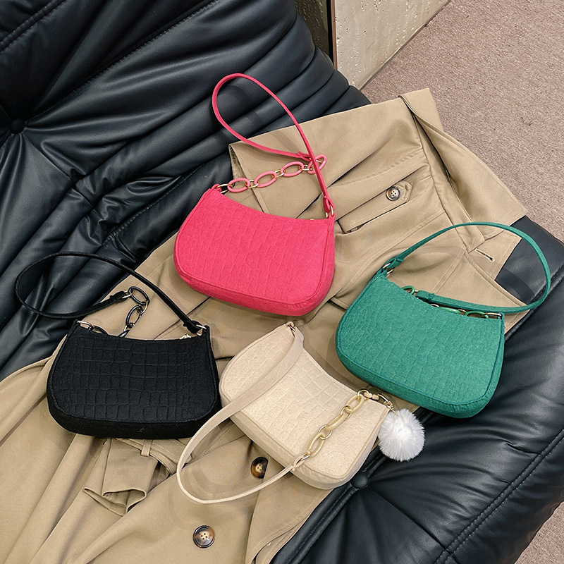Trendy New Style Women's Underarm Bag, Fashionable Chain Shoulder Bag, Solid Color Simple Shoulder Crossbody Bag Wholesale Trendy New Style Women's Underarm Bag, Fashionable Chain Shoulder Bag, Solid Color Simple Shoulder Crossbody Bag Wholesale