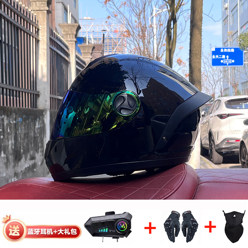 Bluetooth cross-border casco de motocicleta casco completo hombres y mujeres invierno cálido seguridad Four Seasons Knight coche eléctrico casco completo