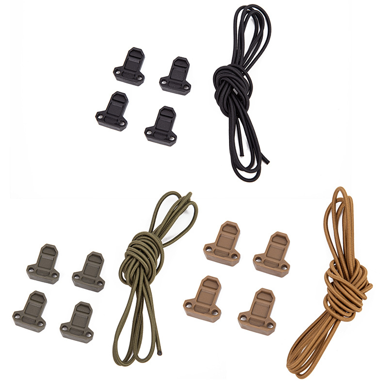 4Pcs Tactical Vest Magazine Pouch "T" Type Quick Pull Buckle 2m Elastic Cord Accessory Pouch Safety Buckle Reinforcement Buckle