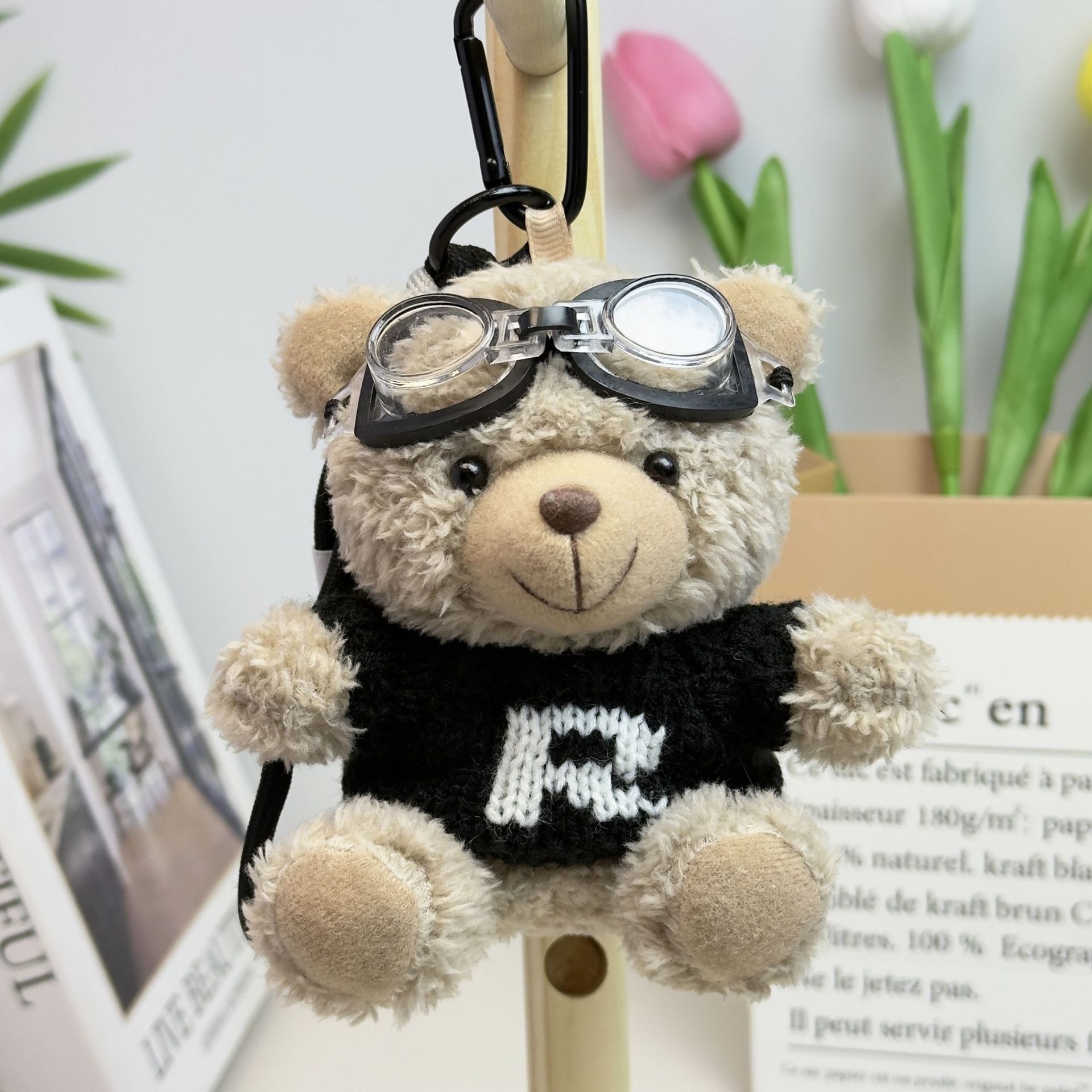 Suéter Teddy Bear Keychain bolsas colgantes muñecas de peluche creativas lindas gafas piloto Teddy Bear