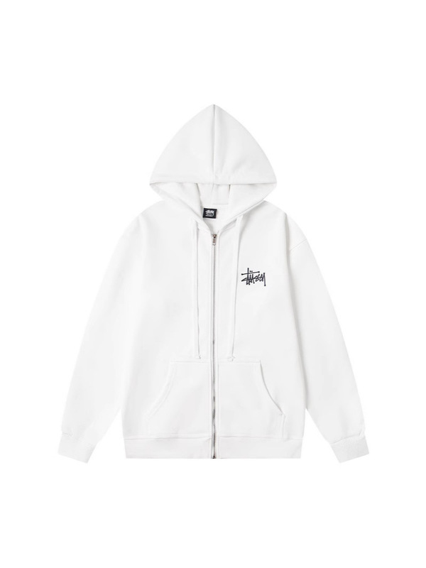 高品质Stussy 斯图西 欧美经典Logo印花拉链连帽开衫外套卫衣男|undefined