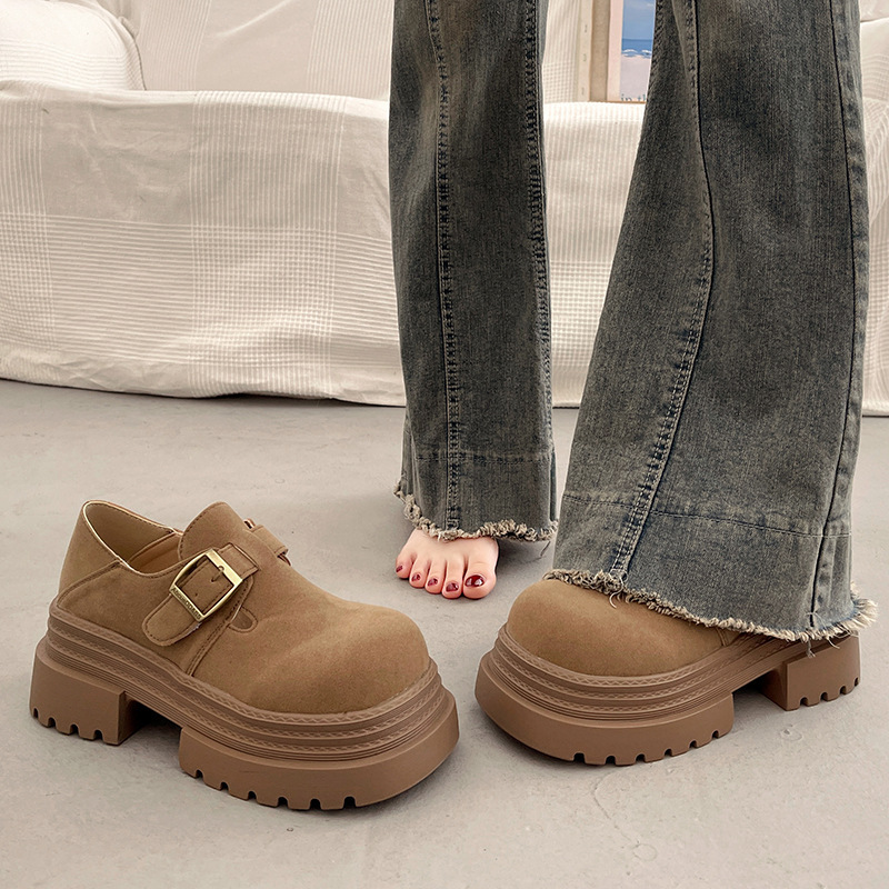 Retro Full-Cover Loafers for Women 2026 Spring and Autumn New Thick-Soled Height-Increasing Birkenstock Shoes Fashionable Slip-On Birkenstock Flats