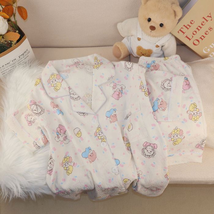 Al por mayor transfronterizo nuevo verano nubes de algodón dibujos animados mangas cortas pantalones cortos pijamas ropa de casa de mujer set ropa de casa de moda