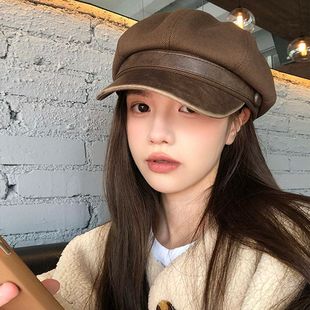 Beret 2024 Autumn and Winter Maillard Trendy Painter New Retro Small Wear Octagonal Hat Newsboy Hat for Women