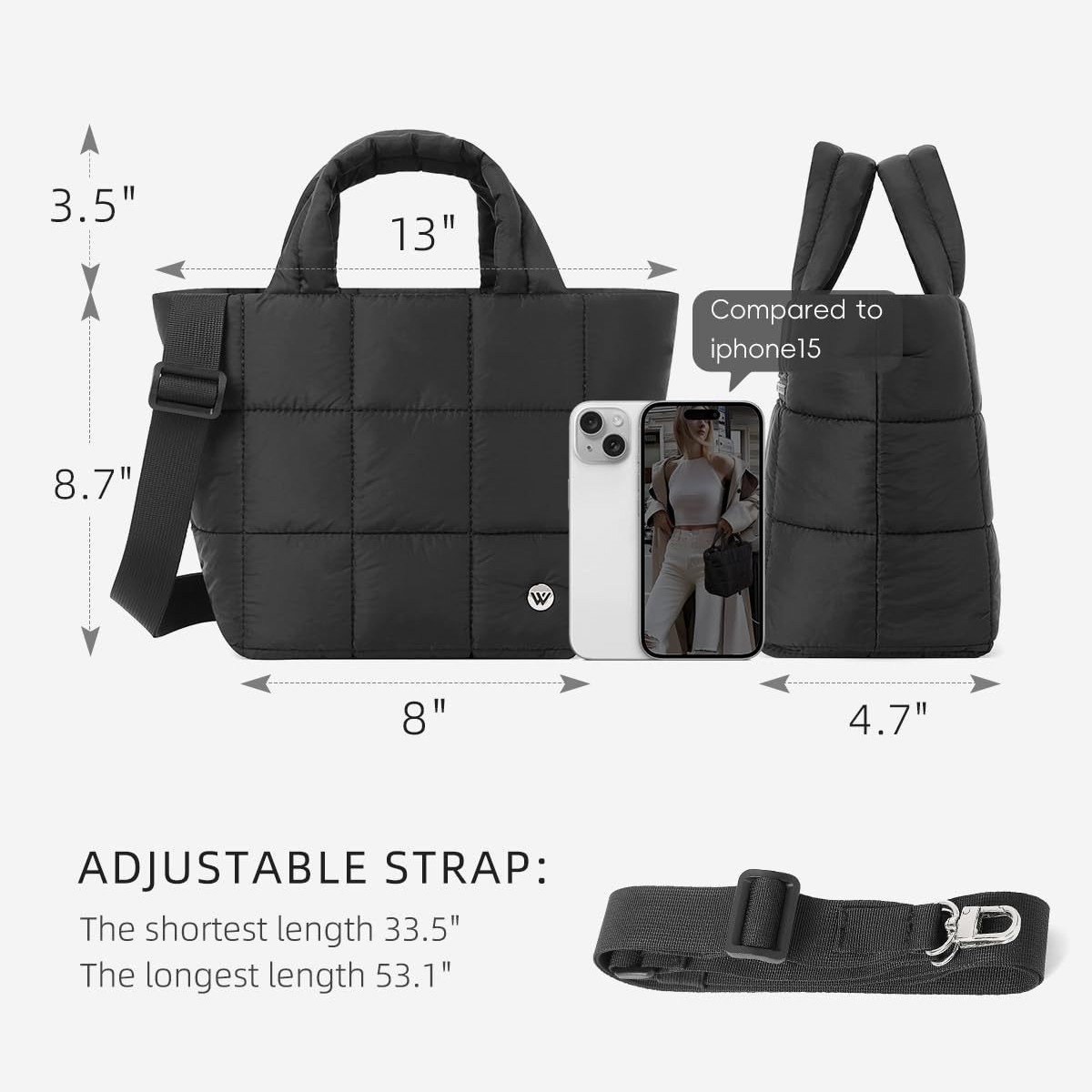 Borsa a tracolla trapuntata da donna, borsa a tracolla in cotone con nove quadrati, borsa da viaggio per yoga e sport_voghion.com