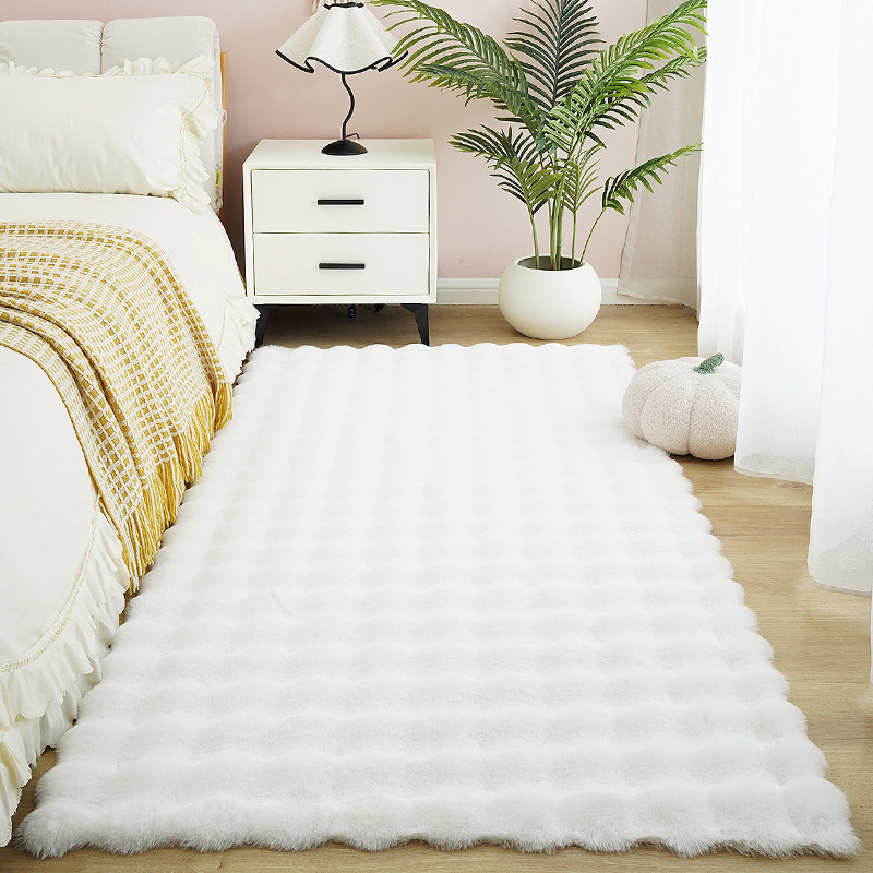 Other Plush Rug Bedroom Bedside Blanket Thickened Rabbit Fur Floor Mat (Car Carpet) - white-5080cm