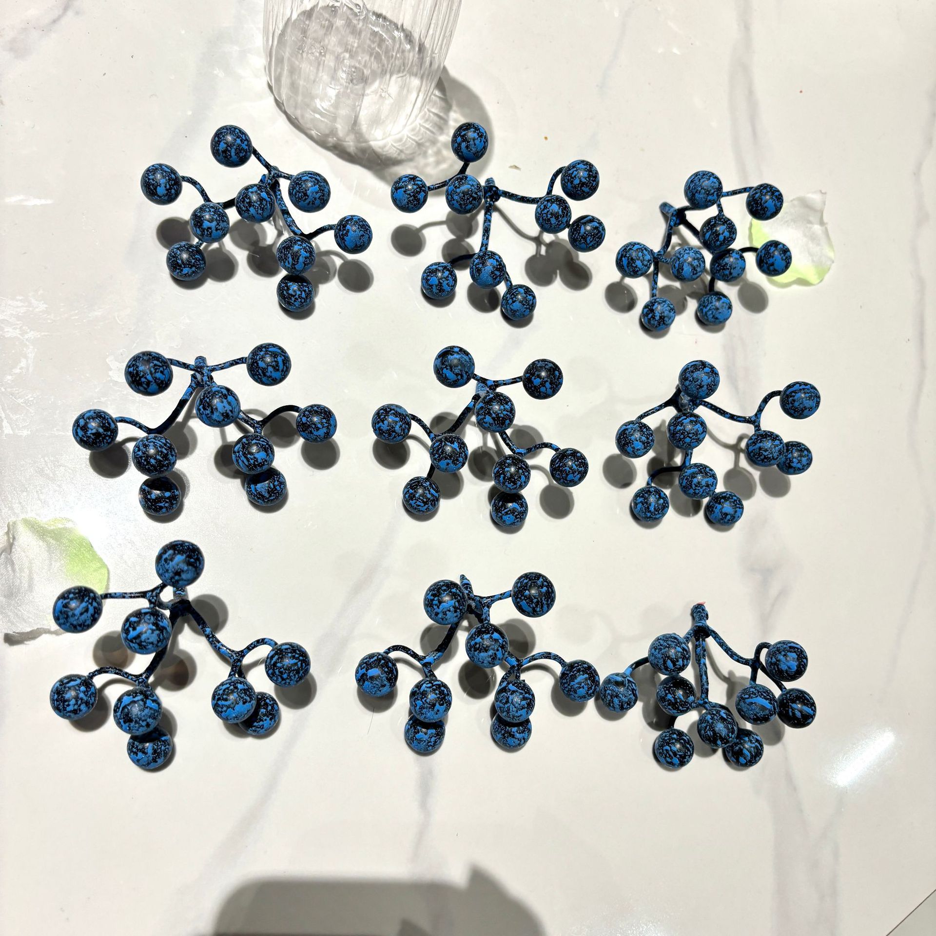 仿真浆果 三叉九头蓝莓浆果泡沫圣诞小浆果 仿真植物花环配件厂家