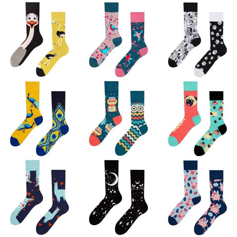 Cross-Border New Ins Animal Fun Jacquard Trendy Socks for Men and Women Ab Style Mandarin Duck Socks Couple Mid-Calf Socks Street Cotton Socks
