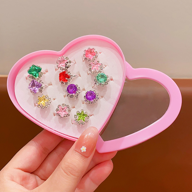 Anillo para niños Anillo de diamantes de simulación de princesa Anillo de piedras preciosas de cristal para niñas Lindas joyas de diamantes de imitación Joyas de diamantes image 8