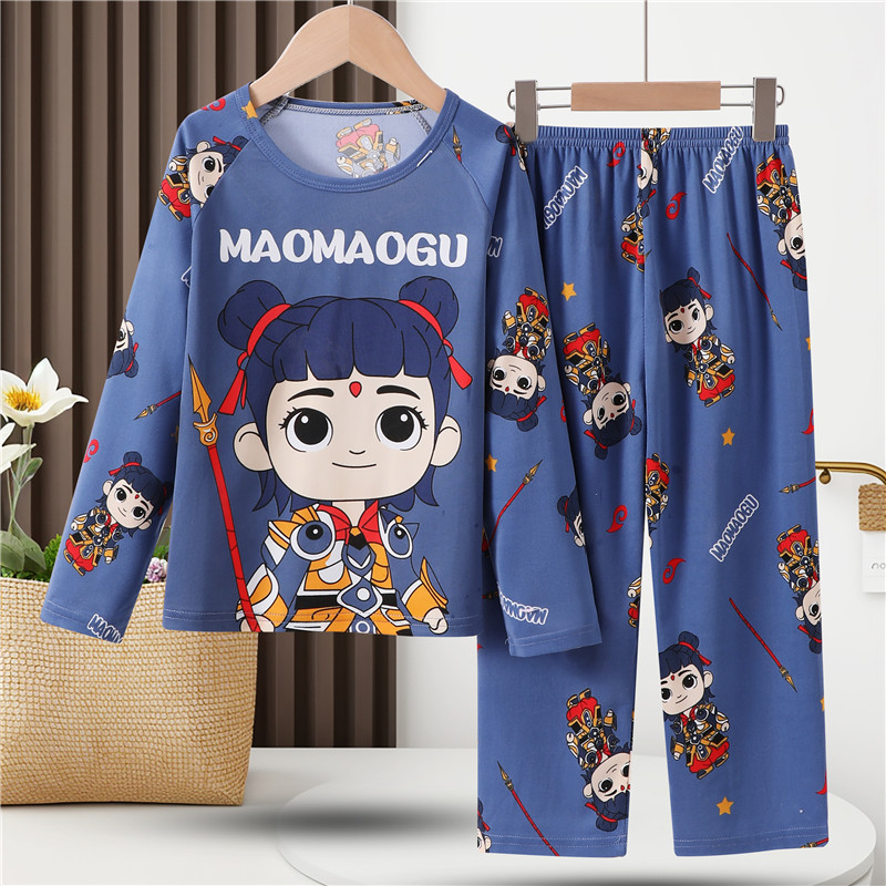 Summer New Children's Home Clothes Boys' Pajamas Air-conditioning Clothes Korean Style Girls' suit Cute Baby Pajamas Long Sleeve
