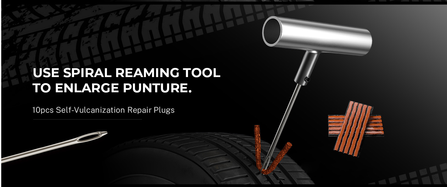 Tire Repair Tool Kit with Iron Handle, 15 Pcs