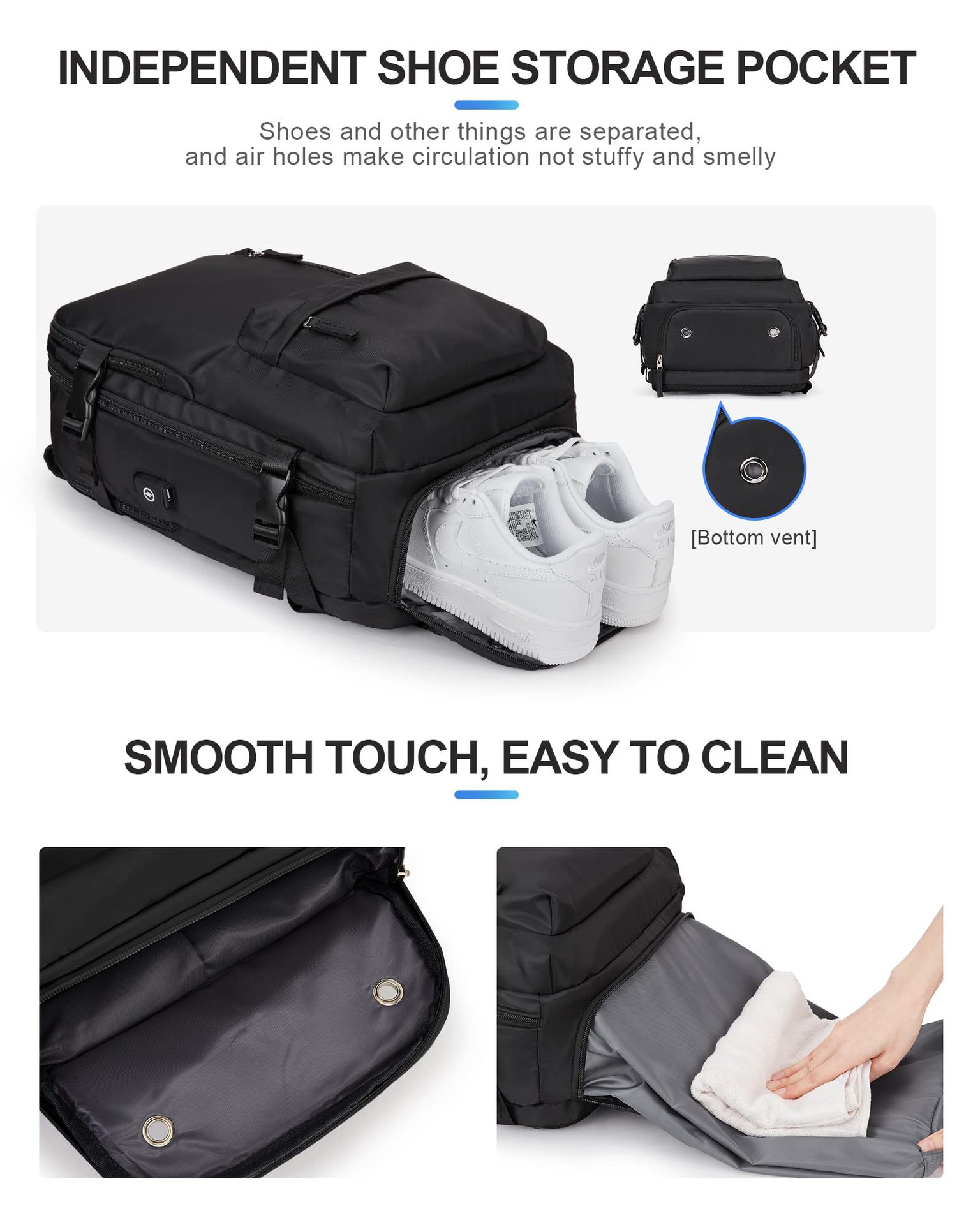 1875g Weight Nylon Lining Material Zipper Closure Type Double Shoulder Straps Strap Type Functional Backpack Bags Type Travel, Daily Occasion Nylon Material Women's Backpack Backpack Solid Color Pattern All Seasons Season Unisex Gender Streetwear Style Square Shape Solid Color Travel Daily Women's Backpack 22