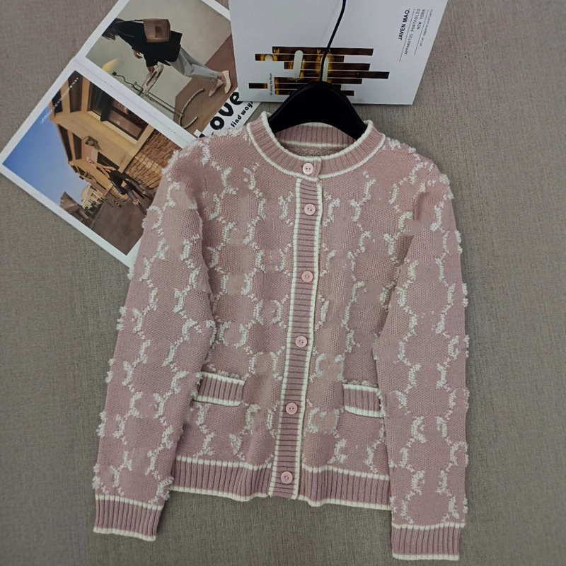 26 Hong Kong Trendy Luxury Brand Celebrity Style Autumn Winter Spring New Knit Sweater Wool Cardigan Jacquard Coat for Women