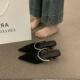 French Style High-grade Rhinestone Half Slippers with Baotou for Women 2025 New Pointed High Heel Muller Shoes