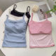 9094# Ice Silk Camisole Vest with Chest Pad Women's Autumn and Winter Sleeveless Bottoming Inner and Outer Wear Joker Beautiful Back Top