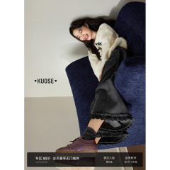 阔色灰色木耳花边阔腿裤女2025秋冬季新款慵懒休闲直筒九分裤长裤