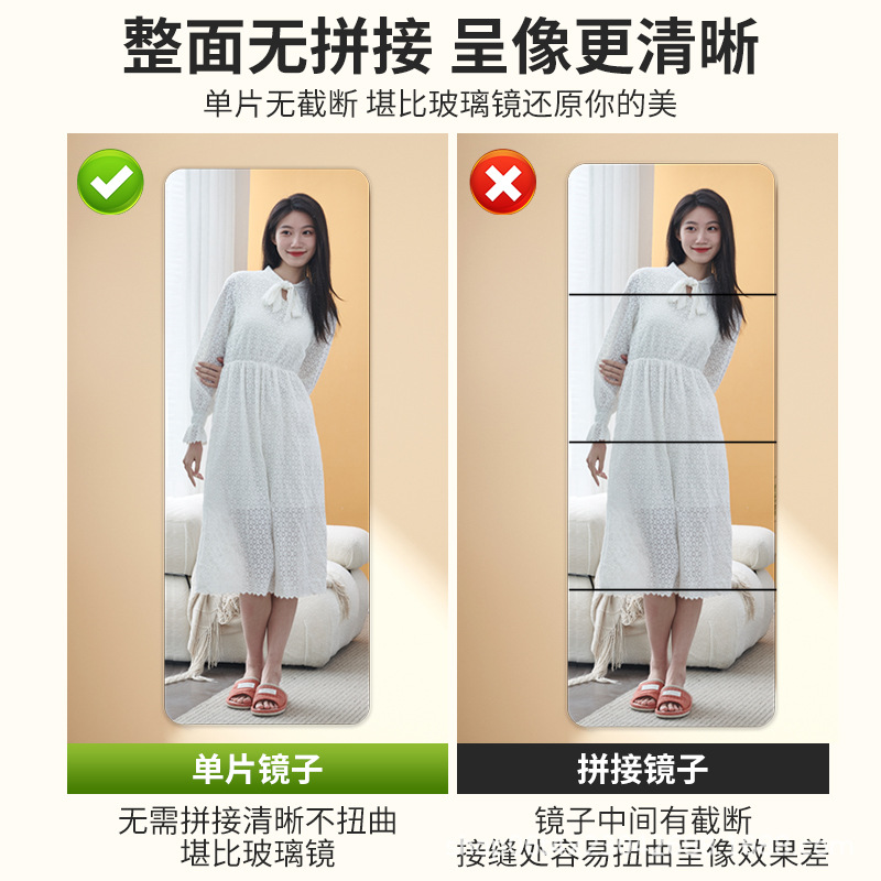 Espejo suave personalizado pegado a la pared espejo de cuerpo completo acrílico autoadhesivo baño baño HD maquillaje lente de tamaño pequeño