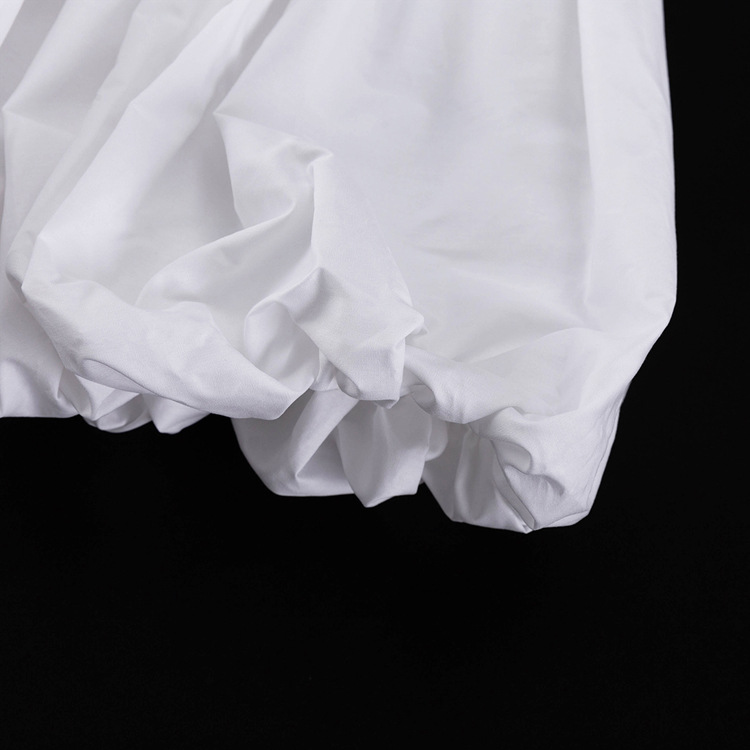 Sexy Draped Women Lantern Sleeve Tube Top Cinched Waist Lace up Top Pettiskirt Two Piece Sets