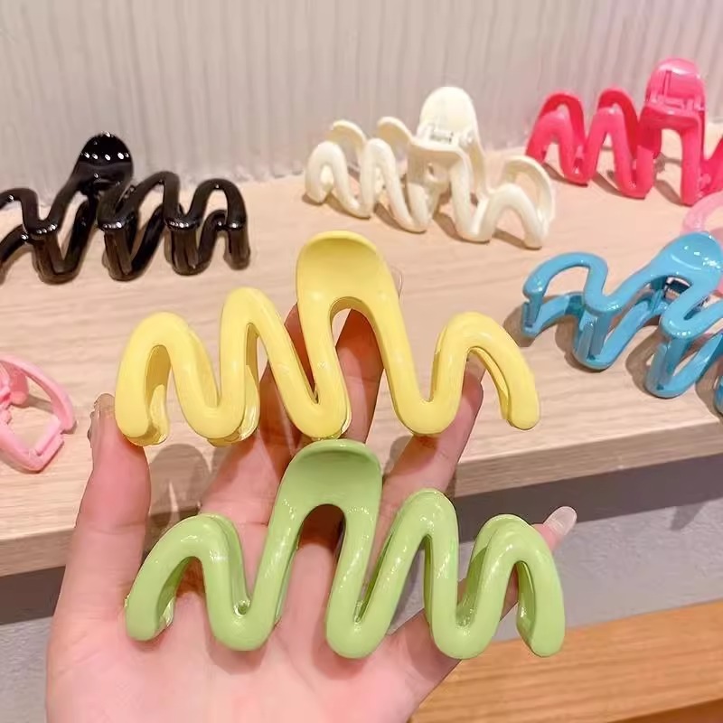 サメクリップドーパミンカラーヘアクリップ女性後頭部髪クリップ髪飾りヘアクリップ波盤髪クリップ|undefined