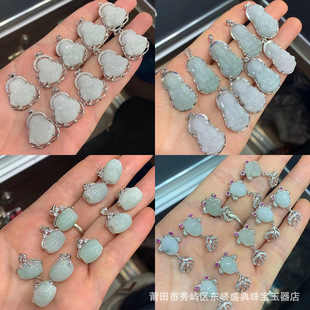Live Supply Myanmar Natural Jade Pendant A Goods 925 Silver Jade Pendant Jade Buddha Jade Guanyin Jade Pendant