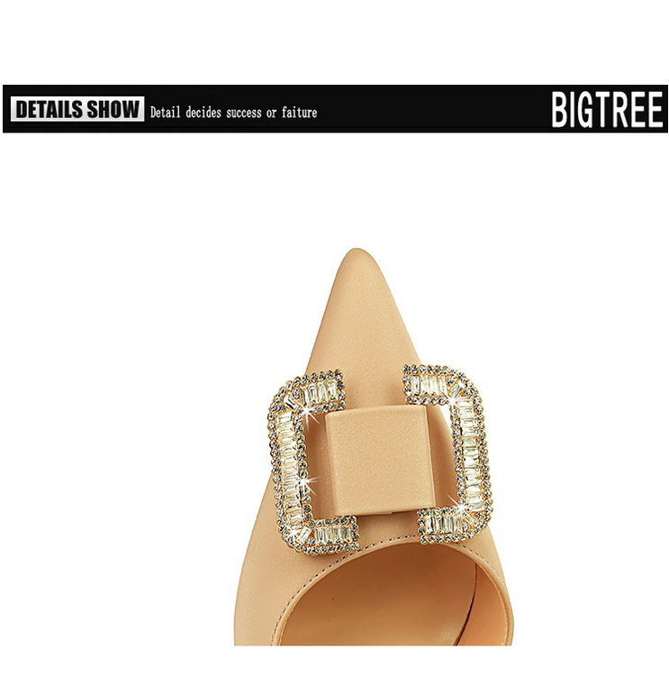 Slim side hollowed-out high heels for women slim heels super high heels rhinestone buckle single shoes_voghion.com