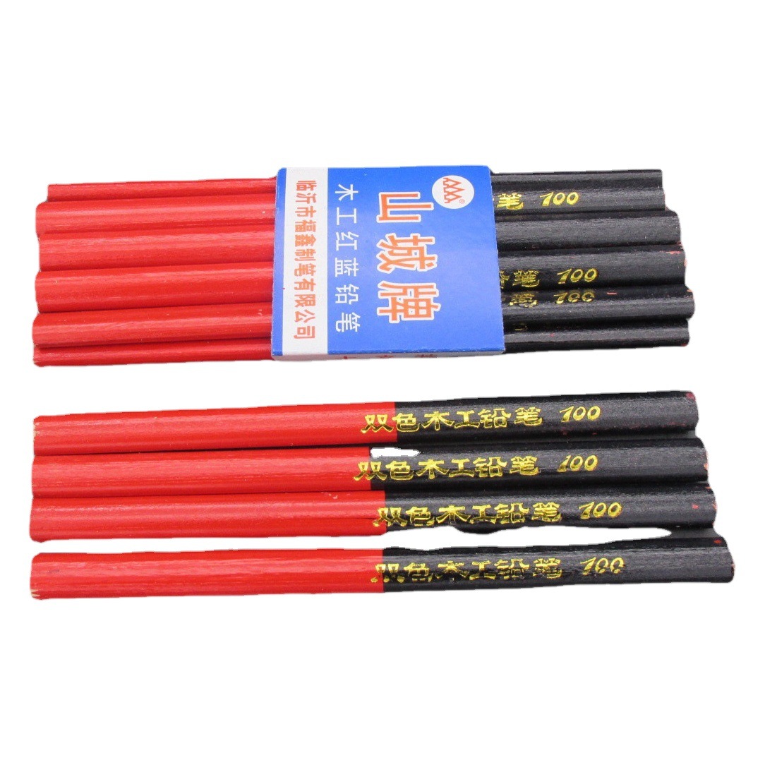Carpentry pencil all red blue pencil carpentry marker octagonal pencil Fuxin mountain city carpentry pencil wholesale