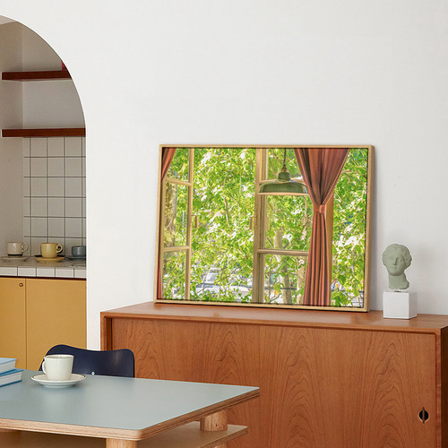 Landscape painting hanging painting ins style window small fresh bedroom decoration painting bedside window view log style painting