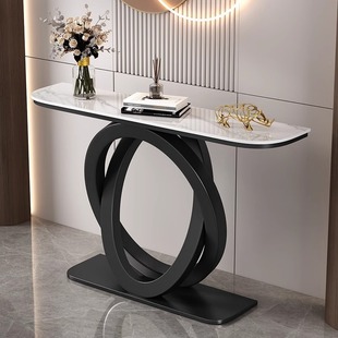 Light Luxury Slate Entrance Table, Creative Semi-Circular Entrance Cabinet, Wall-Mounted Entrance, Minimalist Hotel Corridor Entrance Table, End Table