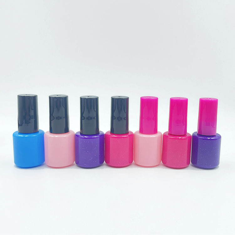 10ml Colorful Empty Bottle Plastic Kidsren's Nail Polish Bottle Water-Based Nail Polish Bottle Cylindrical Empty Bottle with Brush