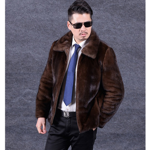 Autumn and Winter New Men's Imitation Mink Fur Coat Mid-length Mink Coat Haining Whole Mink Fur Slim Fit