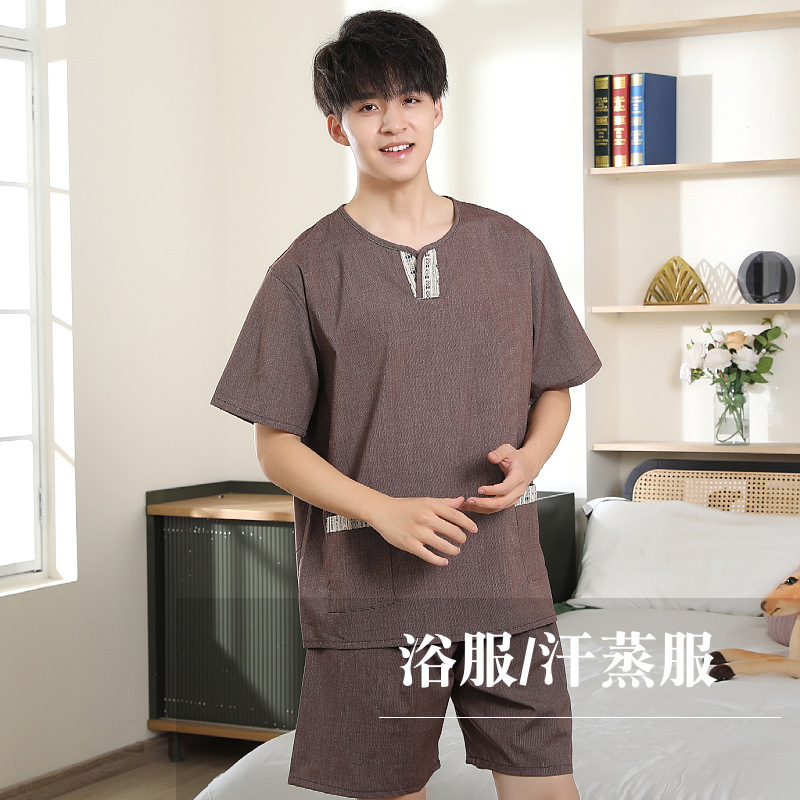 弾力米通汗蒸服浴衣男女足治療服美容服マッサージ服推油カップル|undefined
