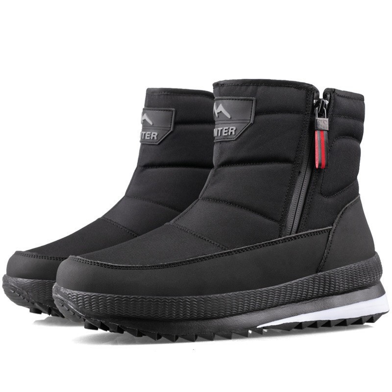 Nordost Verdickte, kurze, rutschfeste Herren-Schneestiefel mit Fleecefutter, warm, für den Winter, große Baumwollschuhe_voghion.com