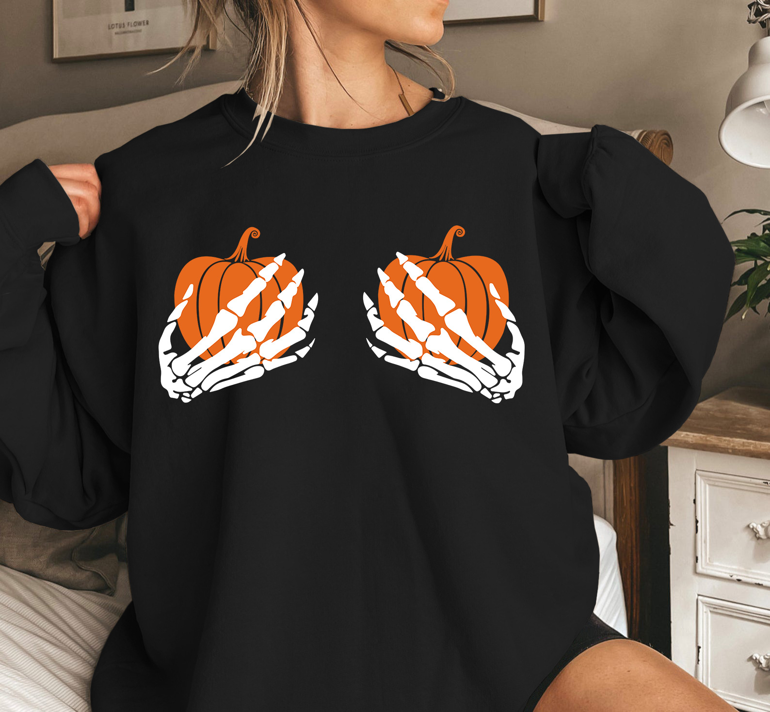 women s pumpkin heat transfer long-sleeved sweatshirt nihaostyles wholesale halloween costumes NSMID78795