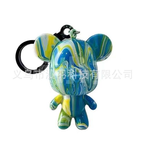 Fluid violent bear handmade diy keychain fluid bear keychain white embryo manufacturer wholesale night market stall hot sale