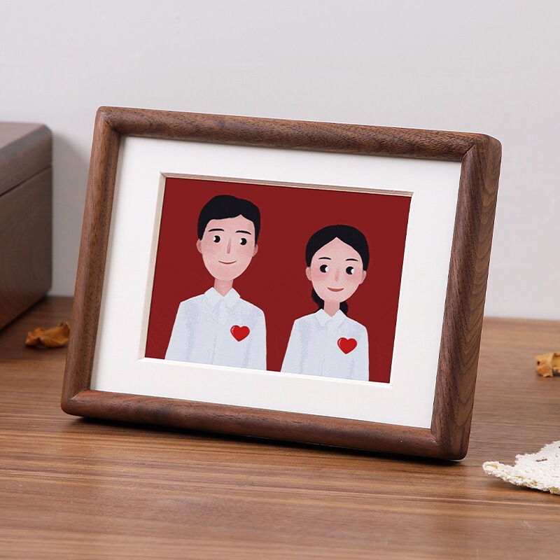 Haima Body Photo Frame for Wedding Registration Photos, Couple Wedding Photos, Anniversary 6inch High-End Solid Wood Display Stand