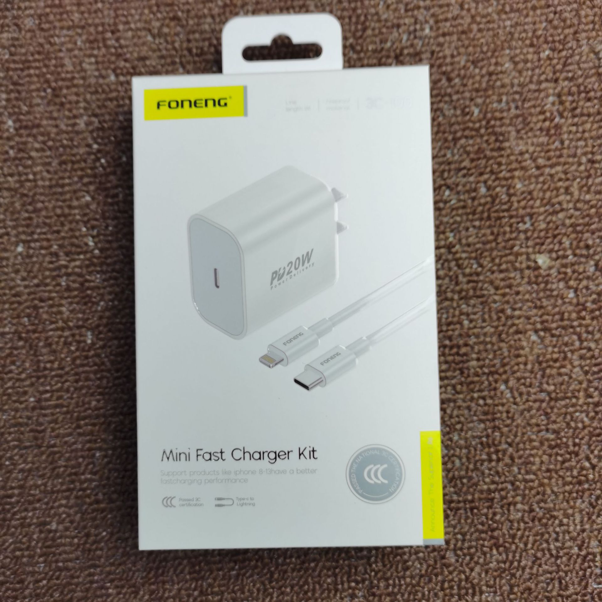 Bee Neng Brand 3C-100 over 3C Certified P.D Charging Head and P.D Set 20W Fast Charging