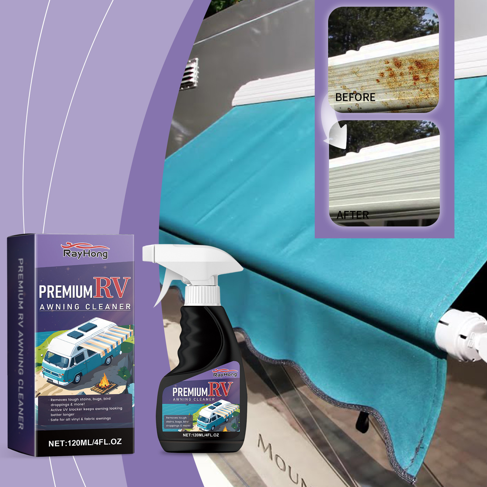 RV awning cleaner Cleans stubborn stains RV awning cloth special cleaner_voghion.com