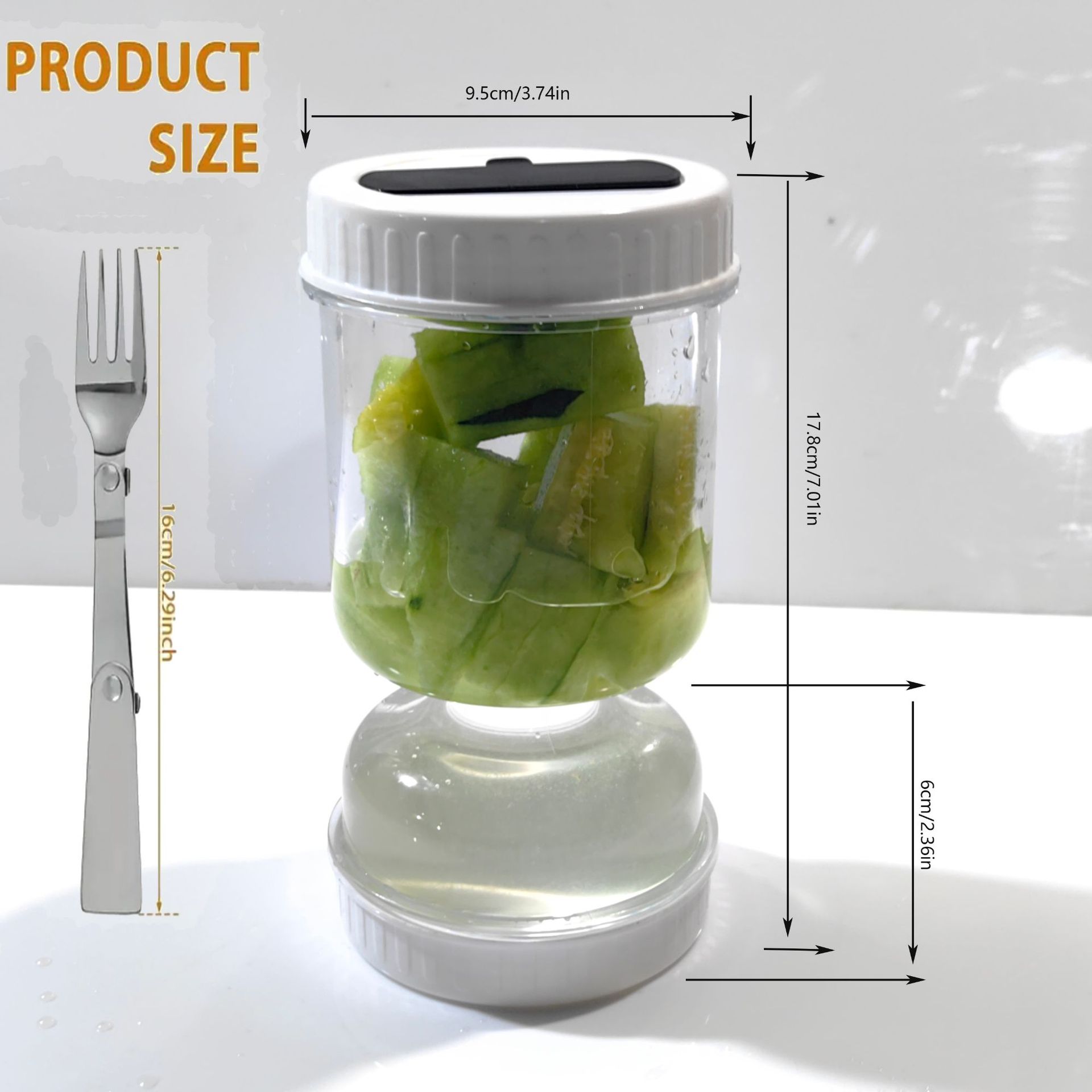 Tarro de conservas superventas transfronterizo con tenedor para separación de alimentos secos y húmedos, tarro de conservas para uso en la cocina, contenedor de almacenamiento portátil de plástico