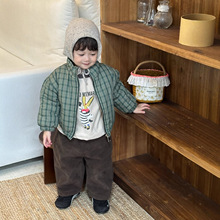 儿童格子棉衣外套秋冬款韩版童装小宝宝衣服冬季加厚男童卫衣套装