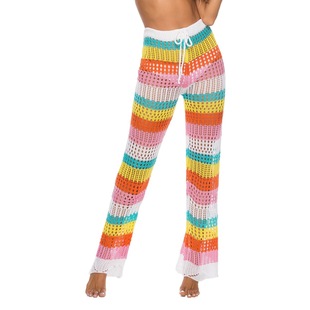 Amazon AliExpress cross-border new rainbow color hollow knitted pants crochet bikini swimsuit beach pants women
