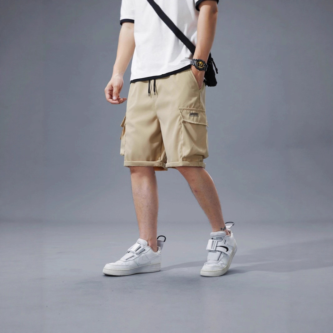Cargo Shorts Men's Summer Thin American Style Multi-Pocket Mid-Length Loose Straight Sports Casual Shorts